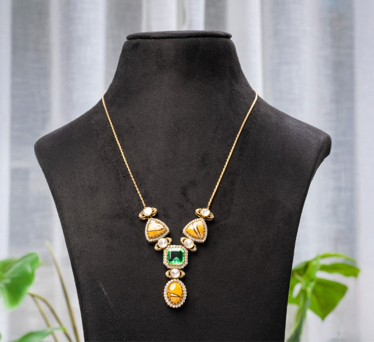 Marigold Center Necklace with Regal Drop Earrings