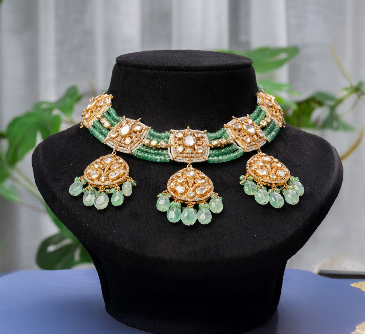 Beaded Choker Set with Earrings