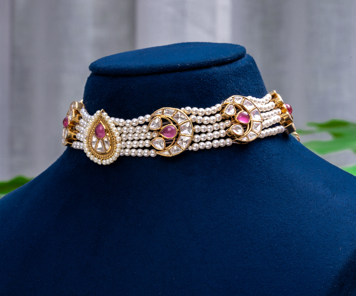 Pearl & Polki Crescent Choker