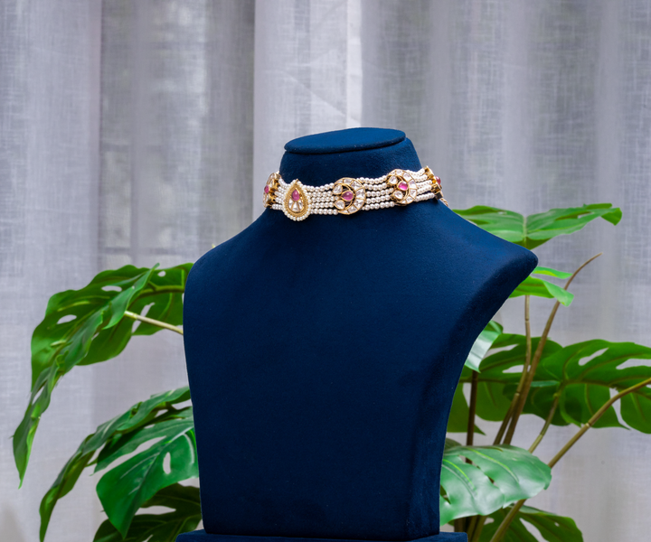 Pearl & Polki Crescent Choker