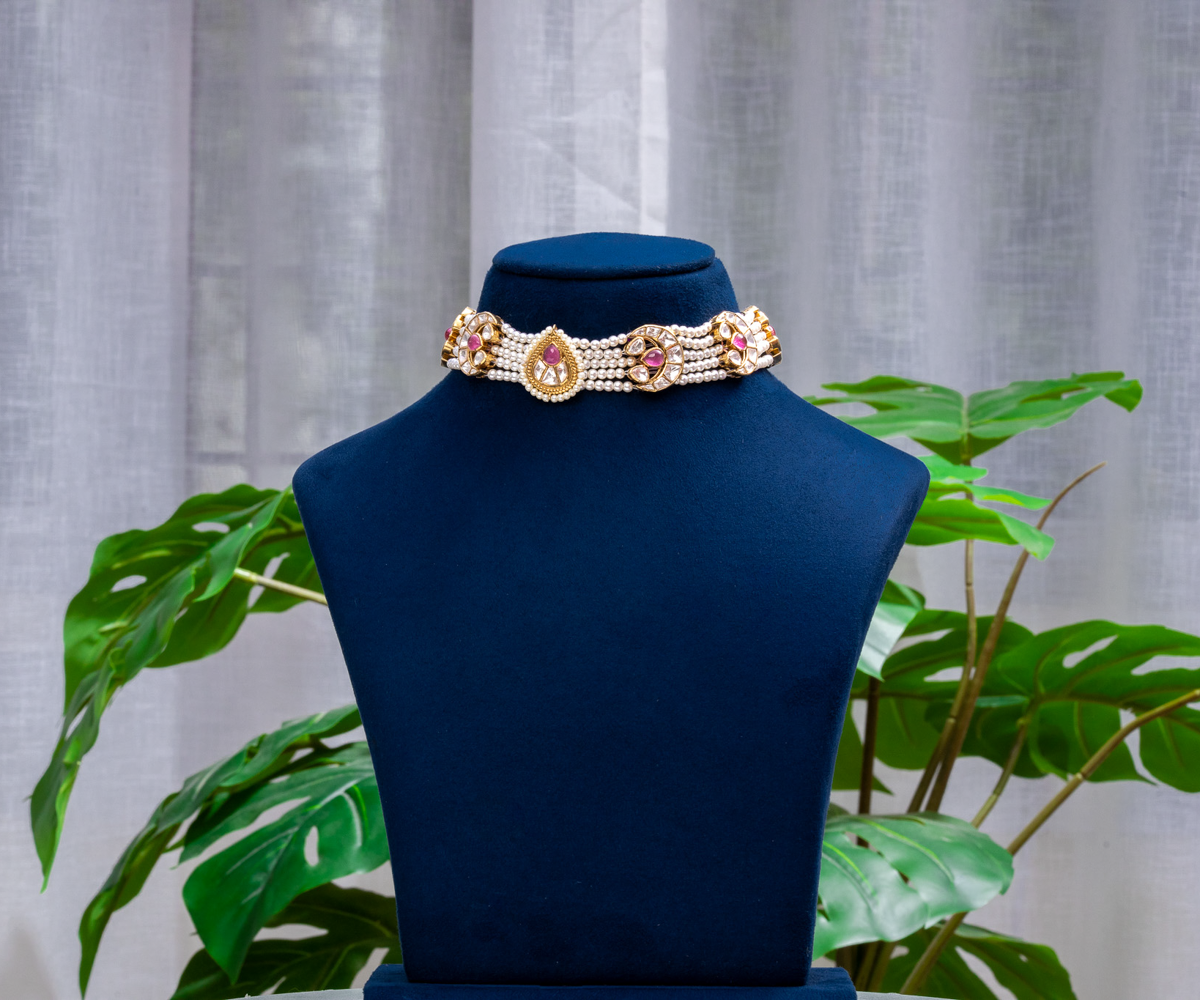 Pearl & Polki Crescent Choker