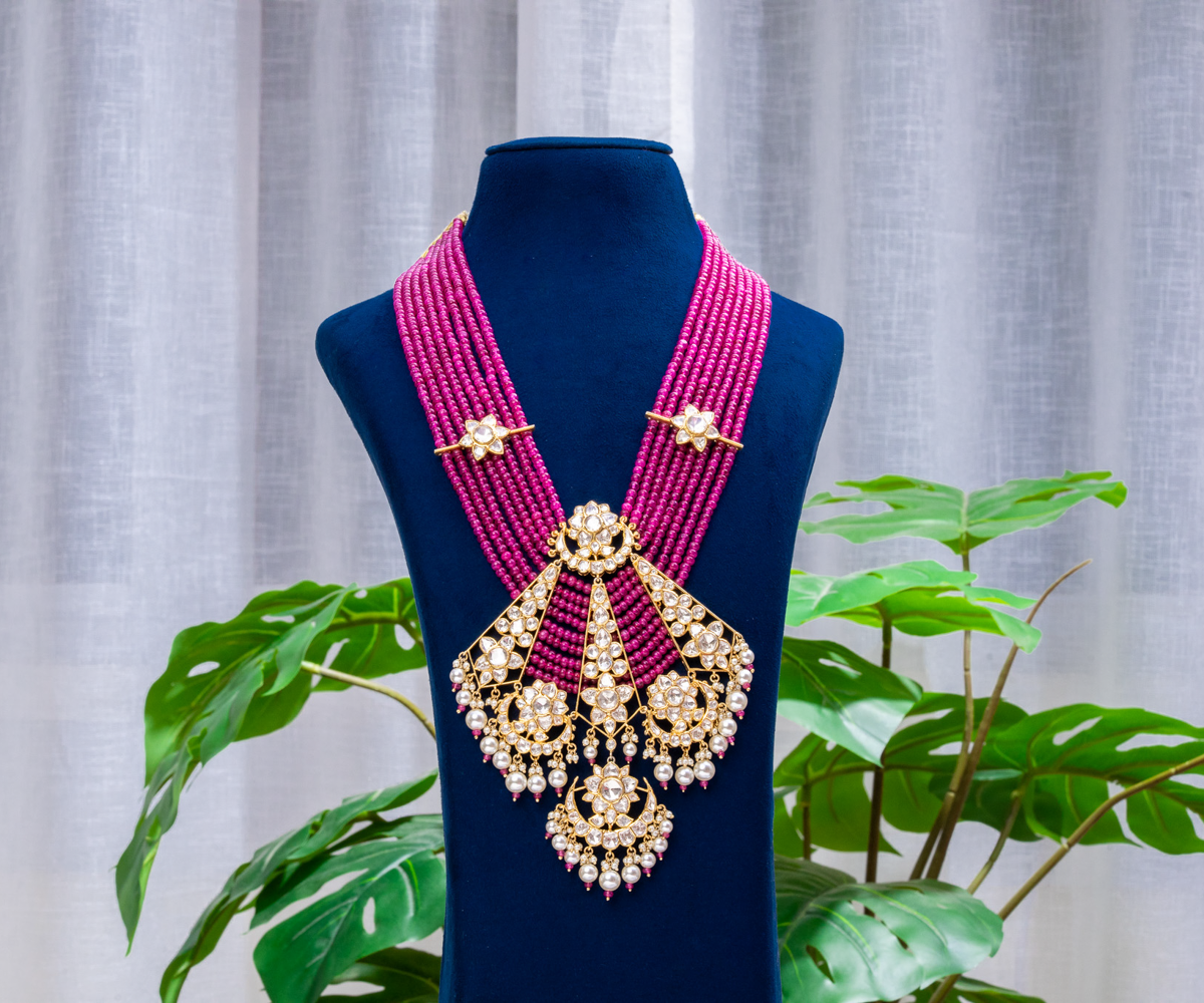 Vibrant Magenta Kundan Collar