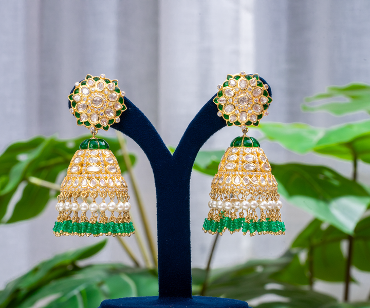 Emerald Meenakari Jhumkas
