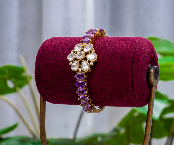 Royal Amethyst & Moissanite Cluster Bracelet
