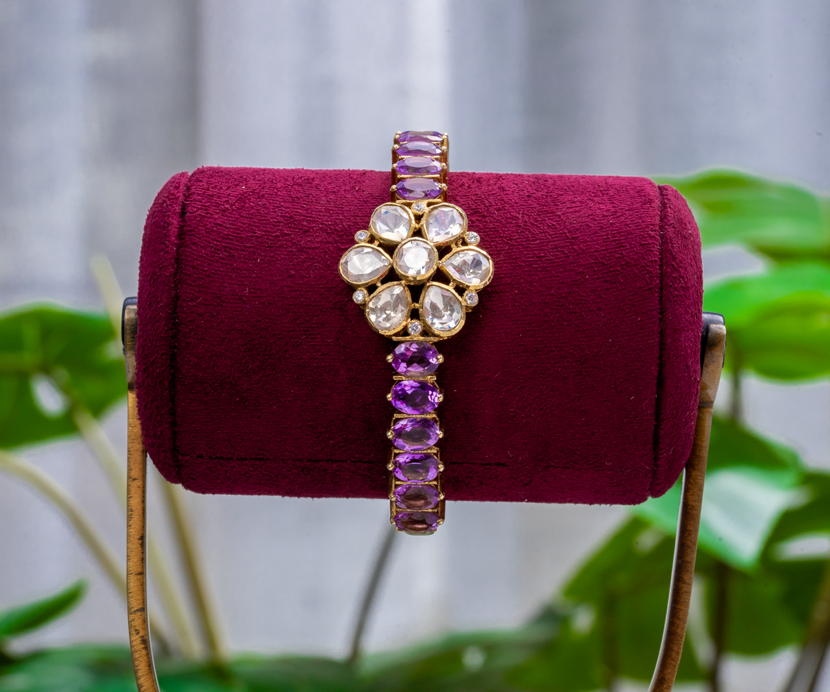 Royal Amethyst & Moissanite Cluster Bracelet
