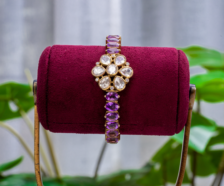 Royal Amethyst & Moissanite Cluster Bracelet