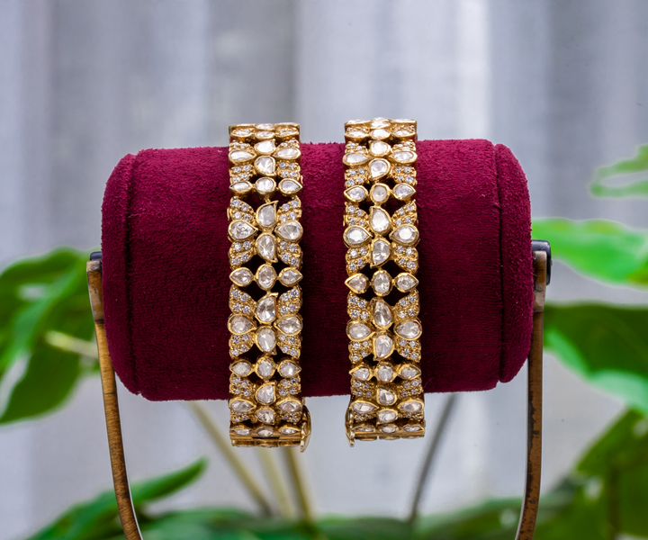 Floral Kundan Statement Bangles