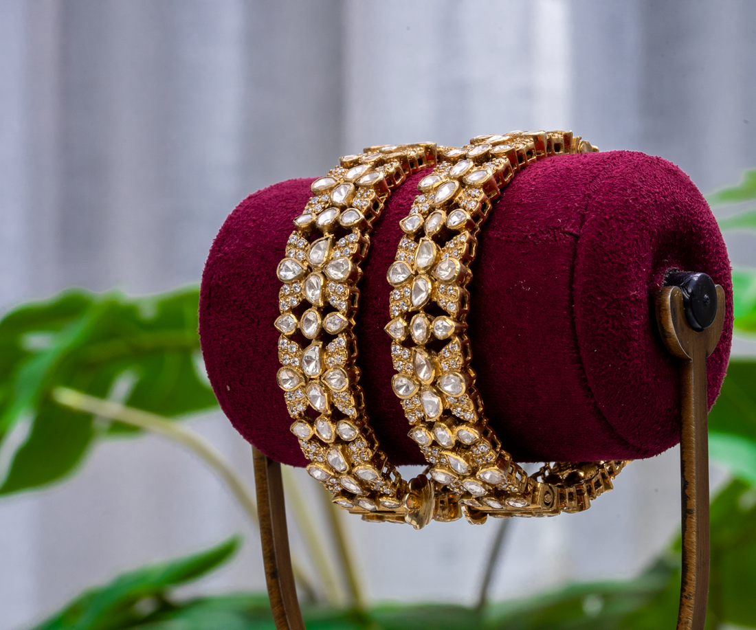 Floral Kundan Statement Bangles