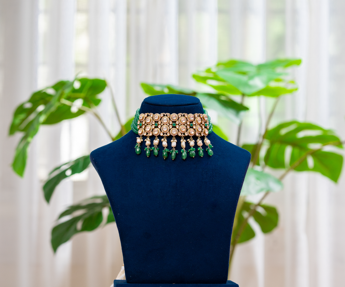 Lush Emerald & Polki Choker Set