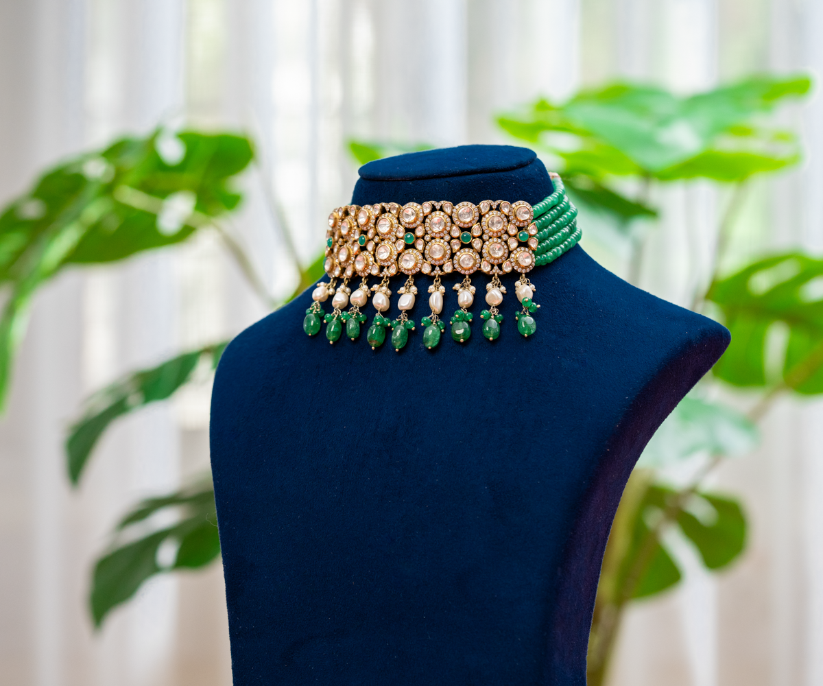 Lush Emerald & Polki Choker Set