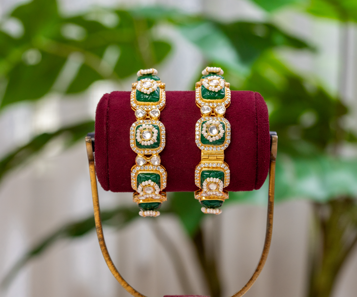 Emerald & Moissanite Floral Bangles
