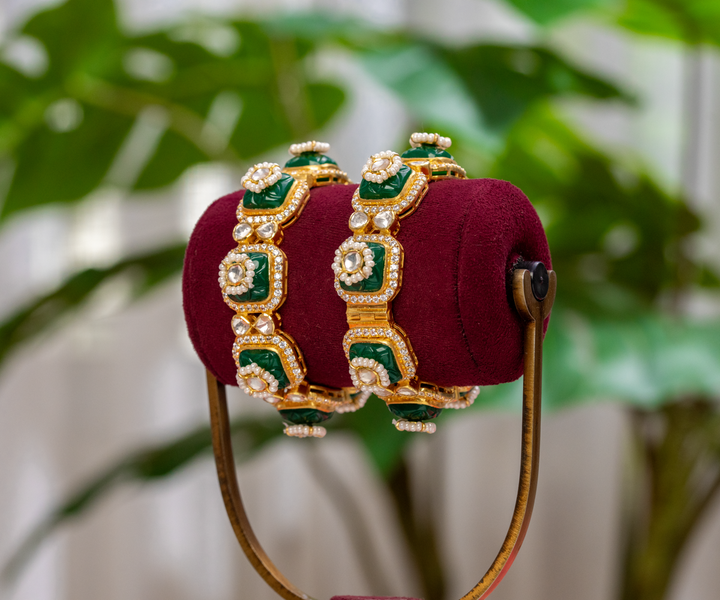 Emerald & Moissanite Floral Bangles