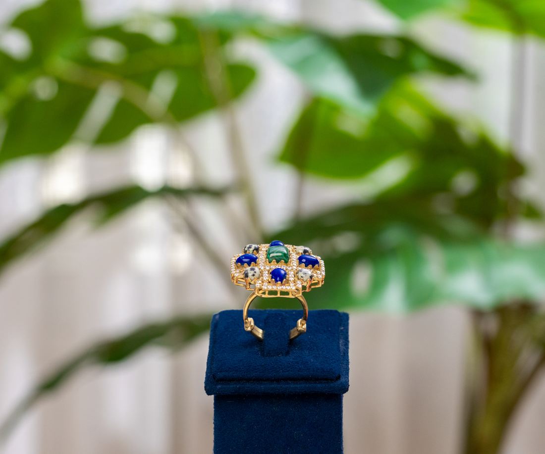 Multi-Stone Geometric Ring