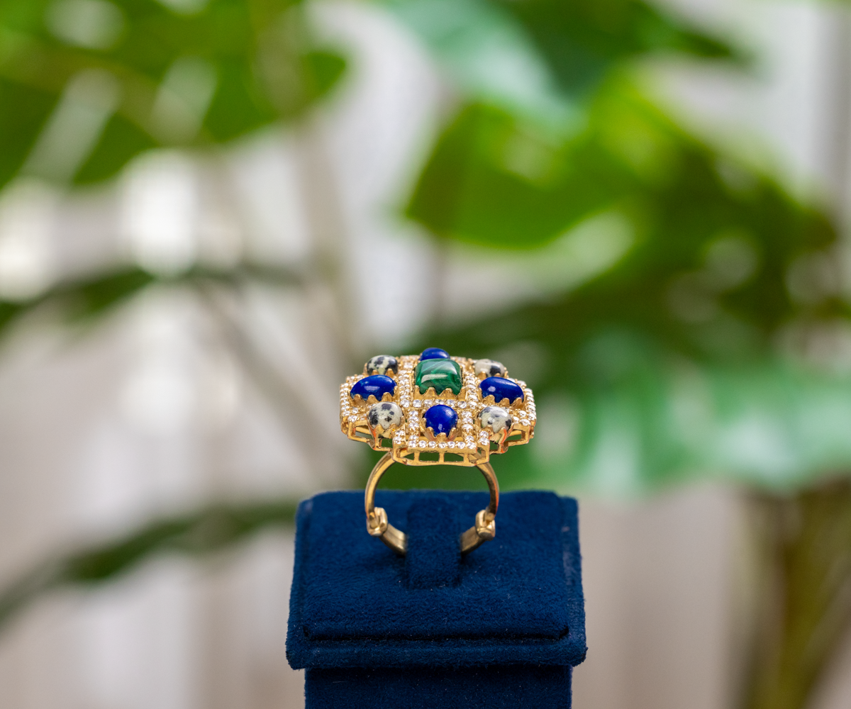 Multi-Stone Geometric Ring