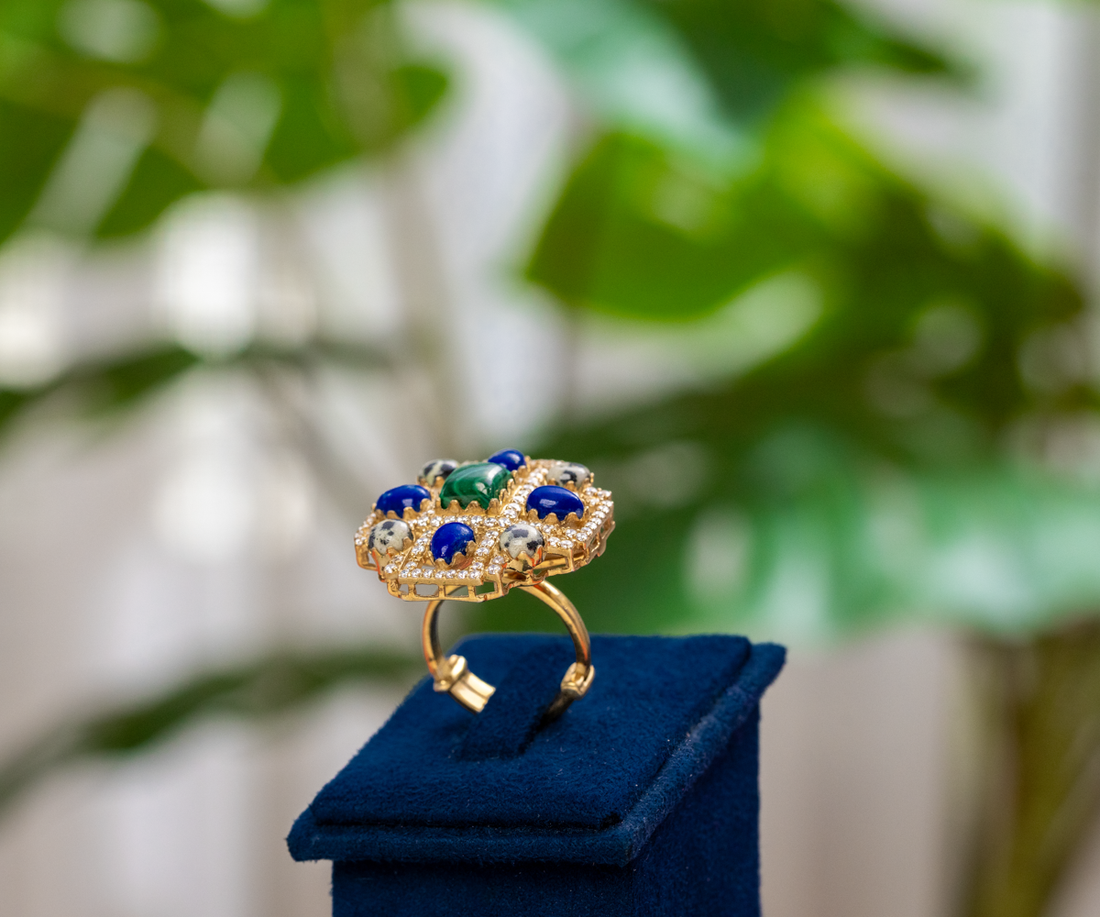 Multi-Stone Geometric Ring