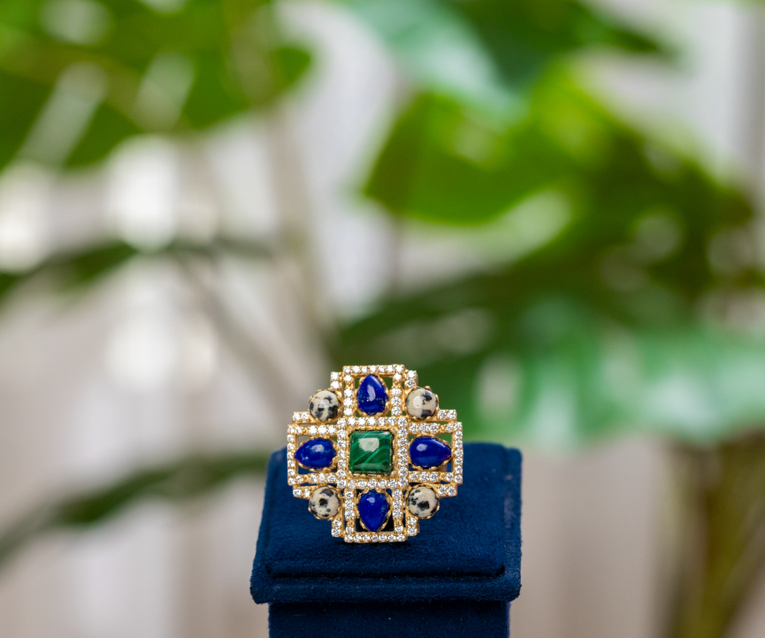 Multi-Stone Geometric Ring