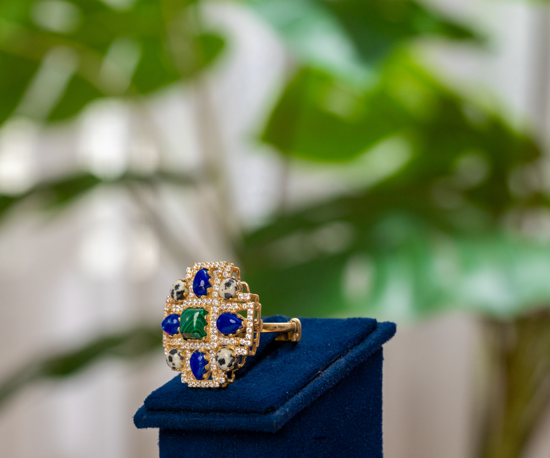 Multi-Stone Geometric Ring