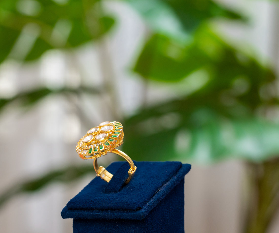 Emerald Droplet Heritage Ring