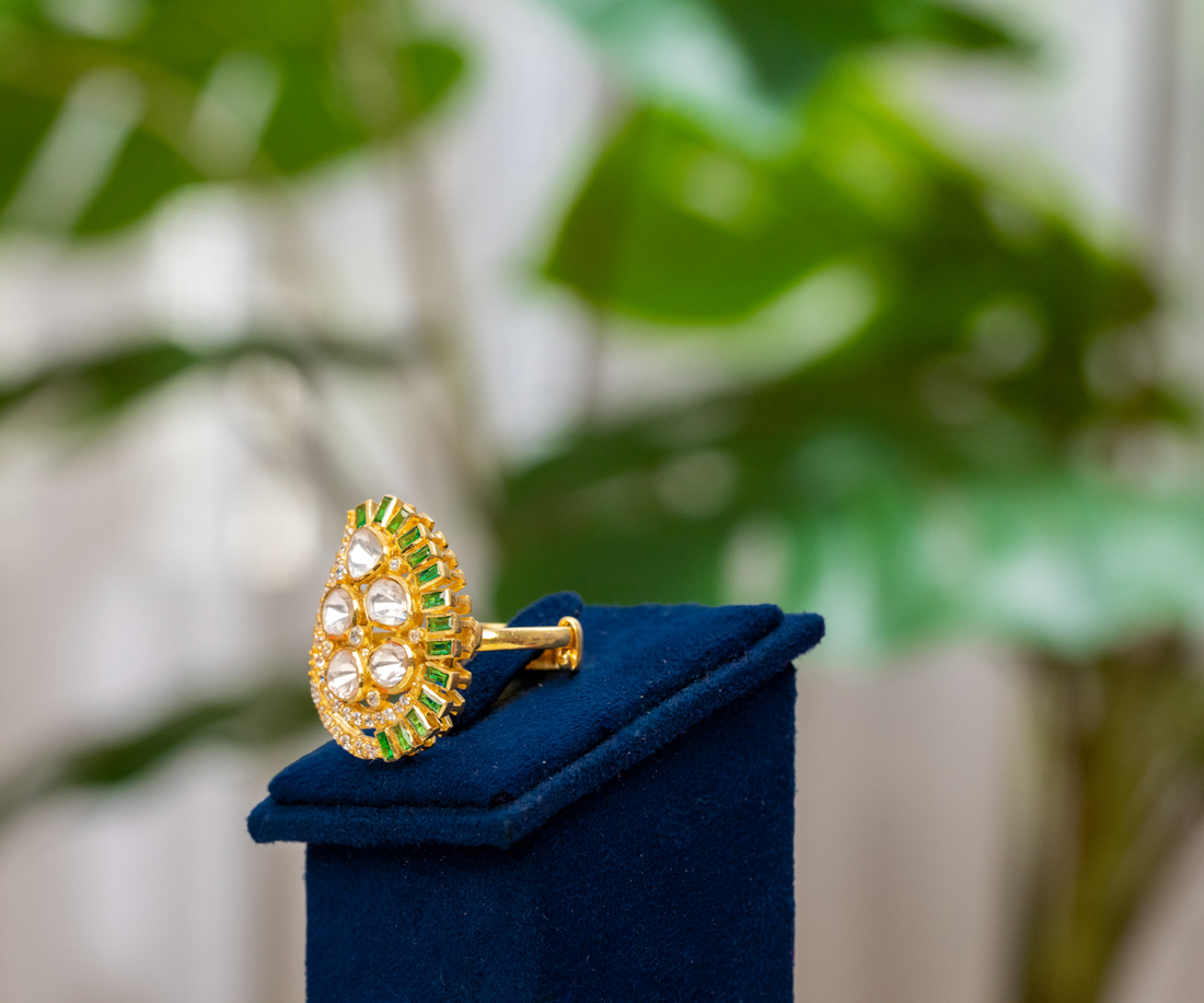Emerald Droplet Heritage Ring
