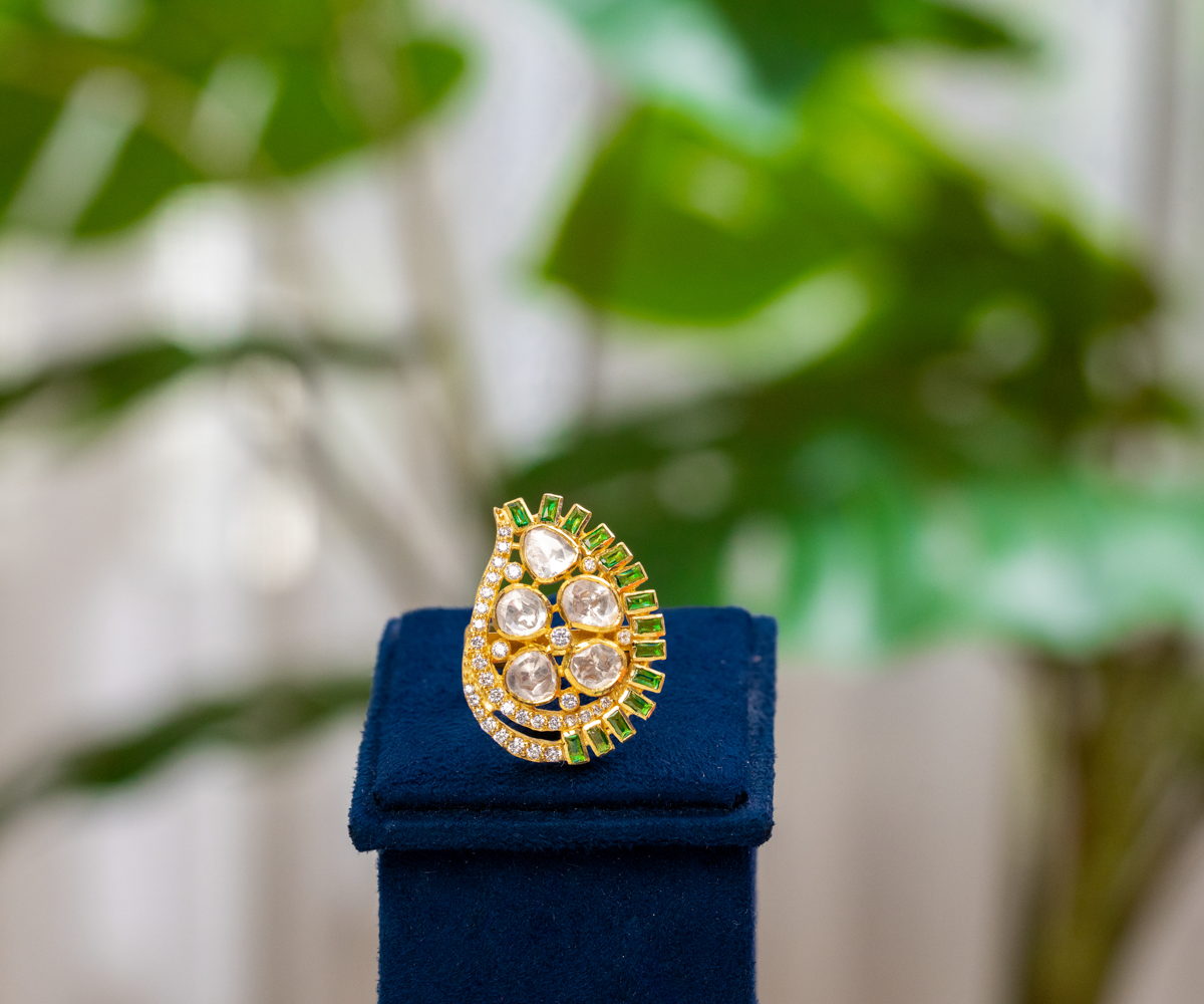 Emerald Droplet Heritage Ring