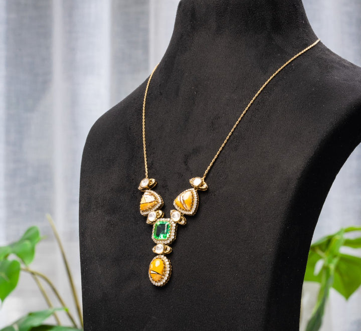 Marigold Center Necklace with Regal Drop Earrings